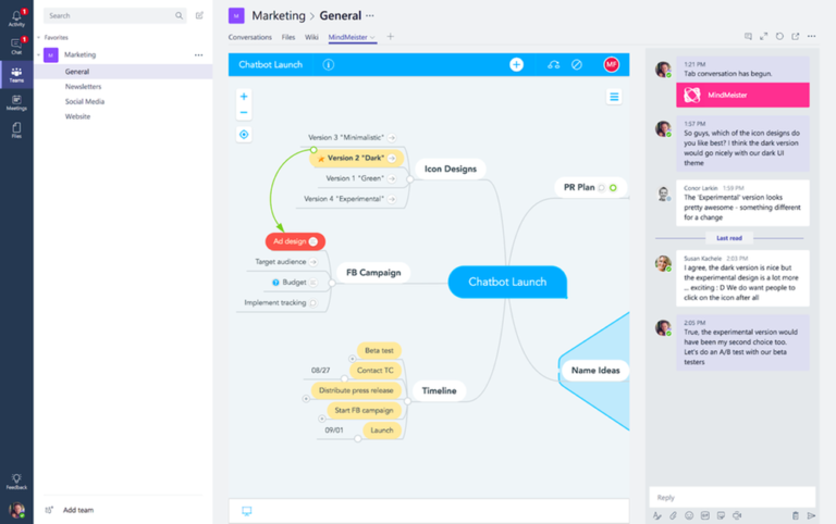 Mind Maps in Microsoft Teams, MindMeister 